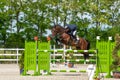 Young rider on horse show, jumping competition ,trained horse for Equitation sport competition