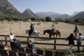 Young riders and public on a local horse competition in mallorca