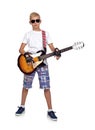 Young rocker boy with guitar Royalty Free Stock Photo