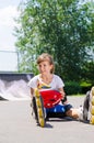 Young roller skater enjoying her summer vacation Royalty Free Stock Photo