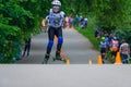 Young Roller skater on road