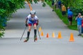 Young Roller skater on road