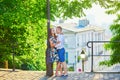 Young romantic couple having a date in Paris, France Royalty Free Stock Photo