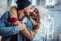 Couple outdoor in winter Royalty Free Stock Photo