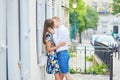Young romantic couple hugging on Montmartre Royalty Free Stock Photo