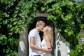 Young romantic couple kisses in Positano, Italy, Italy