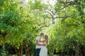 Young romantic couple in a lemon garden in Sorrento, Italy Royalty Free Stock Photo