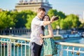 Young romantic couple spending their vacation in Paris Royalty Free Stock Photo