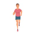 Young Running Man, Male Athlete in Sports Uniform Running Marathon, Training, Jogging on Isolated White Background