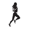 Running woman, isolated vector silhouette. Run, heathy lifestyle Royalty Free Stock Photo