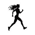 Young running woman, isolated vector silhouette. Run, side view Royalty Free Stock Photo