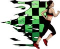 Young running woman, isolated vector silhouette. Run, side view Royalty Free Stock Photo