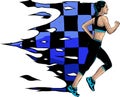 Young running woman, isolated vector silhouette. Run, side view Royalty Free Stock Photo