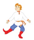 Young Russian dancing boy in folk cotume with smile on his face Royalty Free Stock Photo