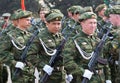 Young Russian soldiers at parade