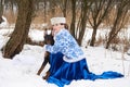 Young russian woman with dog