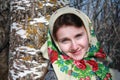 Young Russian woman in a scarf