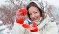 Young Russian woman in winter park