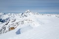 Young`s Peak summit ridge. Seven Steps to Paradise backcountry ski line