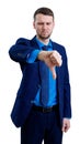 Young sad businessman shows thumb down gesture. Royalty Free Stock Photo