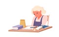 Young sad student with education problem, learning difficulty, girl trying to write essay