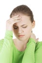 Young sad woman have big problem ,depression or headache Royalty Free Stock Photo