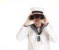 Young sailor with binoculars Royalty Free Stock Photo