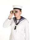 Young sailor with binoculars Royalty Free Stock Photo