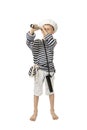 Young sailor looking through telescope Royalty Free Stock Photo