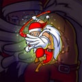 The young santa with the ambush pose esport logo design