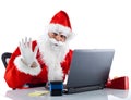 Young Santa Claus with notebook