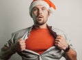 Young Santa Claus was very surprised. Reincarnates as Santa Claus Royalty Free Stock Photo