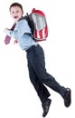 Young schoolboy with school bag in a hurry Royalty Free Stock Photo