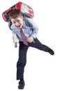 Young schoolboy with school bag in a hurry Royalty Free Stock Photo