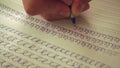 Young schoolboy write, teaching writing skills, handwriting.