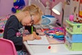 Young schoolgirl doing homework Royalty Free Stock Photo