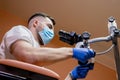 A young scientist conducting research with a microscope. Working with a microscope Royalty Free Stock Photo