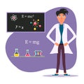 Young scientist experimenting in science chemistry laboratory.Vector Illustration Royalty Free Stock Photo