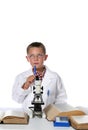 Young scientist putting his pen to his chin