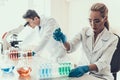 Young Scientists examining Samples in Laboratory Royalty Free Stock Photo