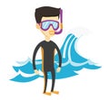 Young scuba diver vector illustration. Royalty Free Stock Photo