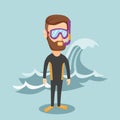 Young scuba diver vector illustration.