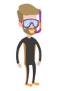 Young scuba diver vector illustration.