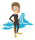 Young scuba diver vector illustration. Royalty Free Stock Photo