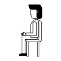 Young seated man avatar character