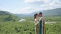 Young seductive naked couple covered by blanket softly embrasing. Harmony with nature Royalty Free Stock Photo