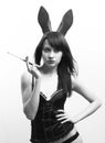 Young seductive woman with rabbit ears