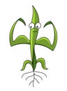 Young seedling plant mascot strong with big muscles character. Healthy and powerful green sprout growing. Agricultural Royalty Free Stock Photo