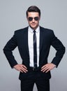 Young serious businessman in sunglasses