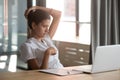 Young serious businesswoman taking a break during hard working day Royalty Free Stock Photo